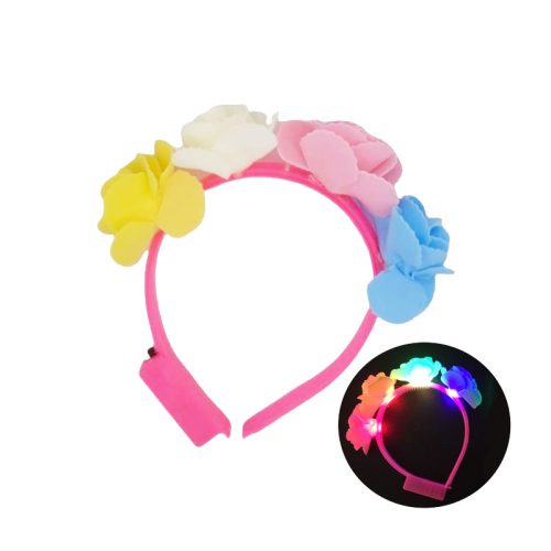 Vincha con Flores Goma Eva (LED) - Pack X10