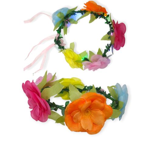 Vincha con Flores Grandes Multicolor Led