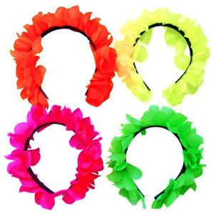 Vincha con Flores Lisa (FLUO) Colores Surtidos x1 Unidad