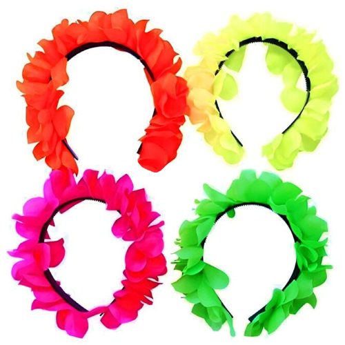 Vincha con Flores Lisa (FLUO) Colores Surtidos x1 Unidad