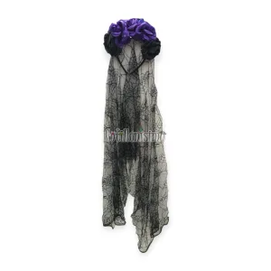 Alternative view of Vincha con Flores Violetas y Negras Halloween con Tul Negro