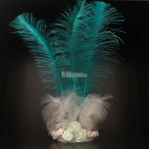 Corona 3 Plumas Color AGUAMARINA