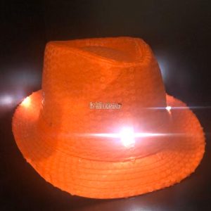 Sombrero Lentejuela Color NARANJA (LED BLANCO) - Imagen 2
