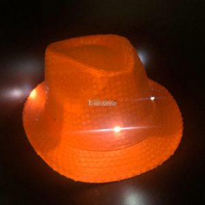 Sombrero Lentejuela Color NARANJA (LED BLANCO)