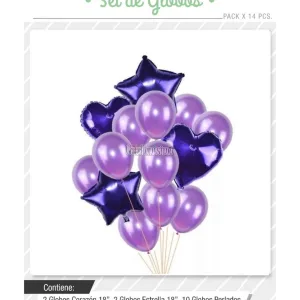 Set Globos Color Violeta 14 Pcs