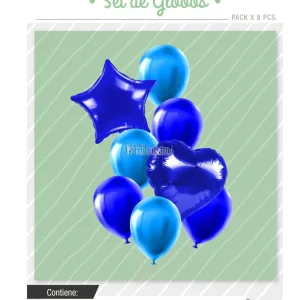 Set Globos Color Azul y Celeste 8 Pcs