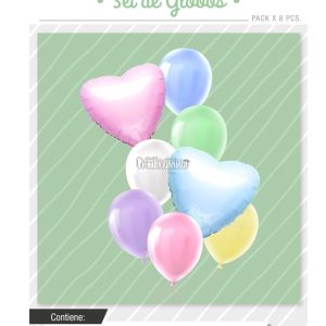Set Globos Multicolor Pastel 8 Pcs