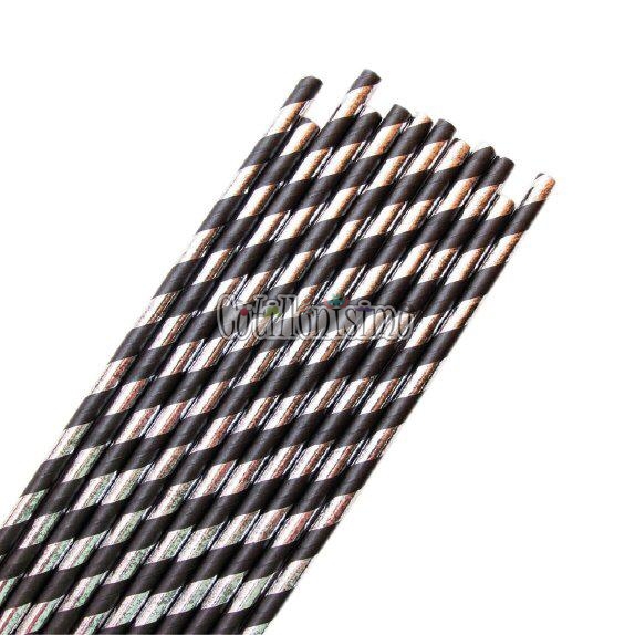 Sorbete Polipapel Rayas Plateado y Negro X 25