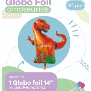 Globo DINO REX NARANJA (14 Pulgadas) Apto Aire