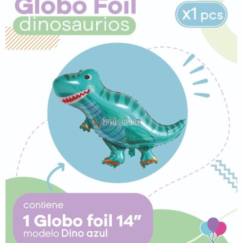 Globo DINO AZUL (14 Pulgadas) Apto Aire