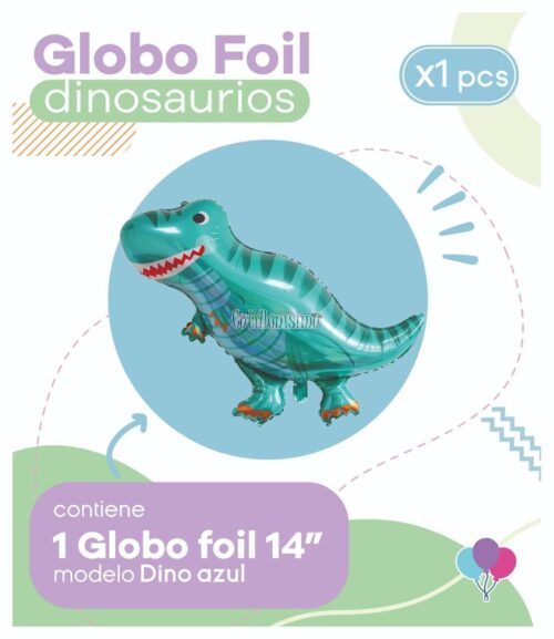 Globo DINO AZUL (14 Pulgadas) Apto Aire