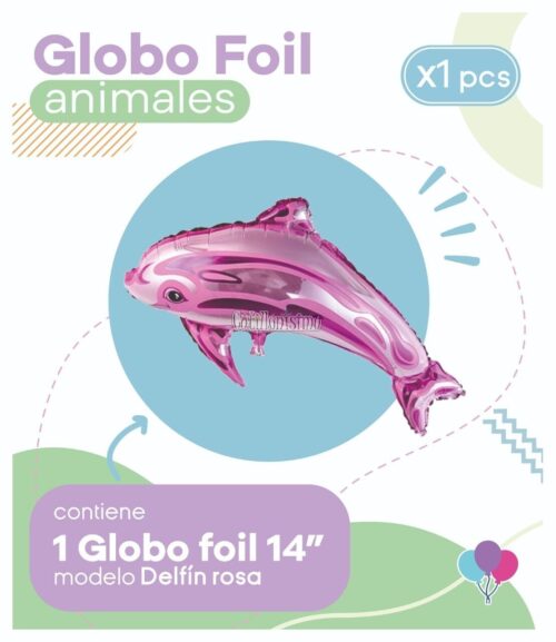Globo DELFIN ROSA (14 Pulgadas) Apto Aire