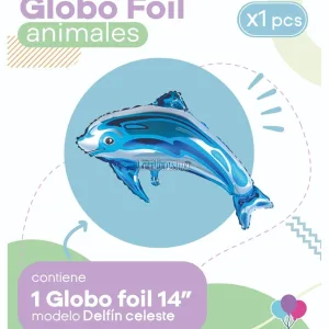 Globo DELFIN CELESTE (14 Pulgadas) Apto Aire