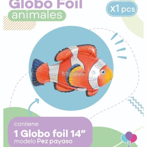 Globo PEZ PAYASO (14 Pulgadas) Apto Aire