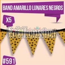 Banderin Fondo Color AMARILLO Lunares Negros (Friselina) 3 Mts