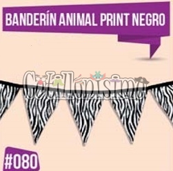 Banderin Animal Print Color NEGRO 3 Mts (Friselina)