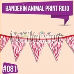 Banderin Animal Print Color ROJO 3 Mts (Friselina)