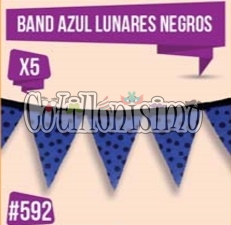 Banderin Fondo Color AZUL Lunares Negros (Friselina) 3 Mts