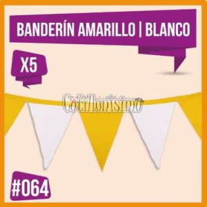Banderin LISO BICOLOR Blanco y Amarillo 3mt (FRISELINA)