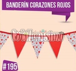 Banderin Con Corazones Color ROJO 3Mts (Friselina)