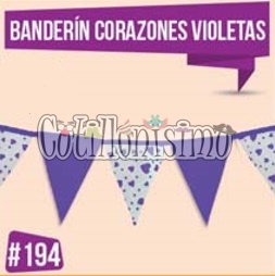 Banderin Con Corazones Color VIOLETA 3Mts (Friselina)