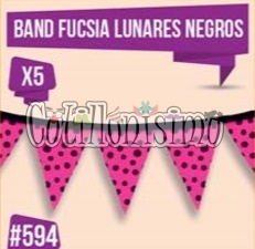 Banderin Fondo Color FUCSIA Lunares Negros (Friselina) 3 Mts