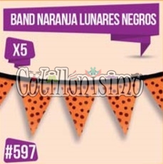 Banderin Fondo Color NARANJA Lunares Negros (Friselina) 3Mts