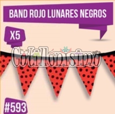 Banderin Fondo Color ROJO Lunares Negros (Friselina) 3 Mts
