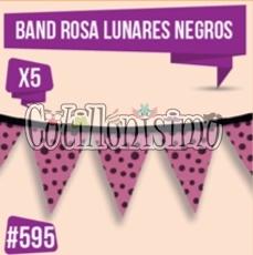 Banderin Fondo Color ROSA Lunares Negros (Friselina) 3 Mts