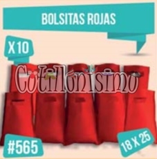 Bolsita Cotillon Lisa Color ROJO (Friselina) X10 Unidades