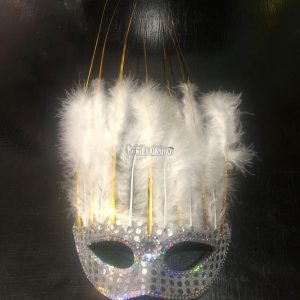 Antifaz con Plumas CANARIO Color BLANCO - Imagen 2