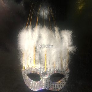 Antifaz con Plumas CANARIO Color BLANCO