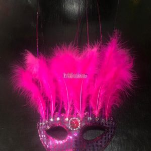 Antifaz con Plumas CANARIO Color FUCSIA - Imagen 2