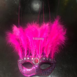 Antifaz con Plumas CANARIO Color FUCSIA