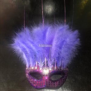 Antifaz con Plumas CANARIO Color LILA - Imagen 2