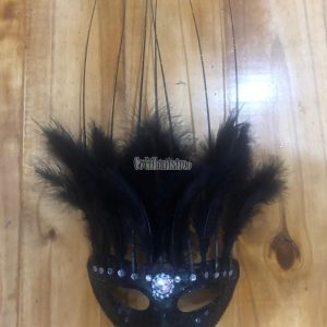 Antifaz con Plumas CANARIO Color NEGRO