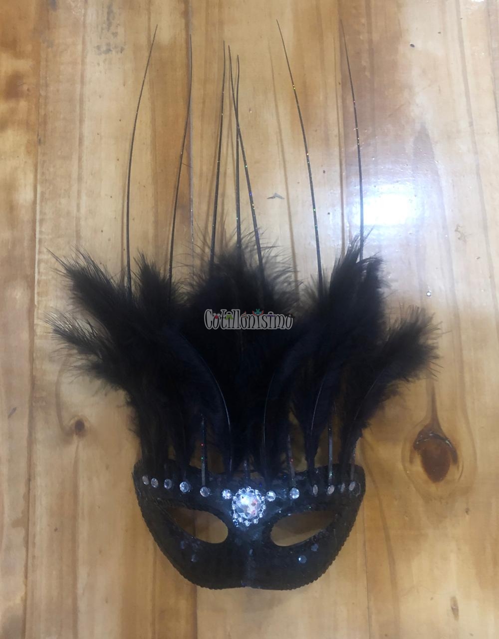 Antifaz con Plumas CANARIO Color NEGRO