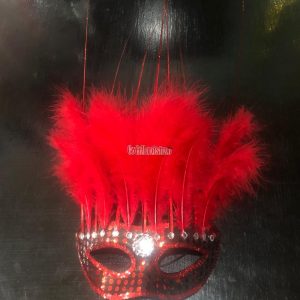 Antifaz con Plumas CANARIO Color ROJO