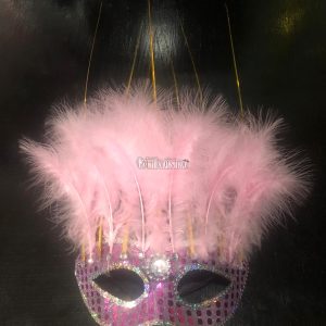 Antifaz con Plumas CANARIO Color ROSA