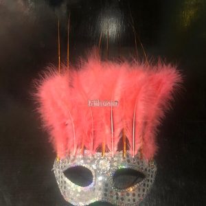 Antifaz con Plumas CANARIO Color SALMON - Imagen 2