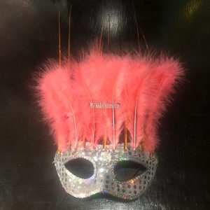 Antifaz con Plumas CANARIO Color SALMON