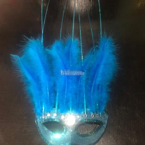 Antifaz con Plumas CANARIO Color TURQUESA - Imagen 2