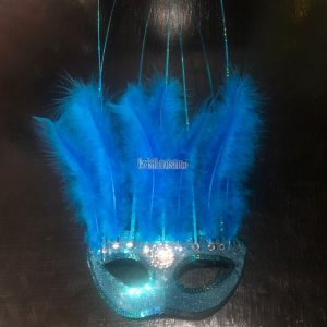 Antifaz con Plumas CANARIO Color TURQUESA