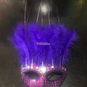 Antifaz con Plumas CANARIO Color VIOLETA - Imagen 2