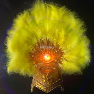 Casco COMPARSA con Plumas Luminosa (LED) Color AMARILLO - Imagen 2