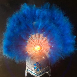 Casco COMPARSA con Plumas Luminosa (LED) Color CELESTE - Imagen 2