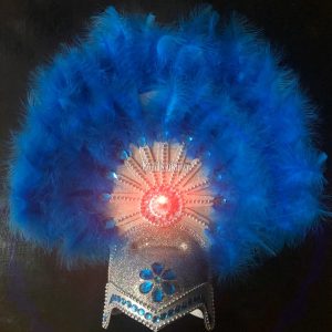 Casco COMPARSA con Plumas Luminosa (LED) Color CELESTE