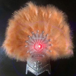 Casco COMPARSA con Plumas Luminosa (LED) Color SALMON - Imagen 2
