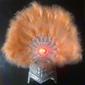 Casco COMPARSA con Plumas Luminosa (LED) Color SALMON