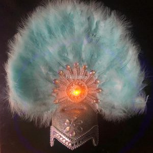 Casco COMPARSA con Plumas Luminosa (LED) Color VERDEAGUA - Imagen 2